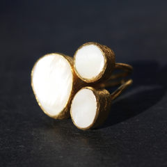 Egypt Ring - 24k Gold Dipped Triple Gemstone Floating Ring