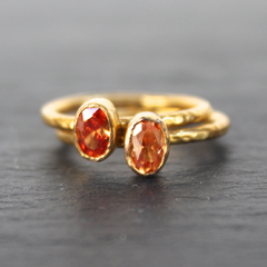 Nara Ring - 24k Gold Dipped Orange Topaz Crystal Solitaire Stackable Ring