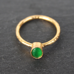 Nara Ring - 24k Gold Dipped Green Emerald Crystal Solitaire Stackable Ring