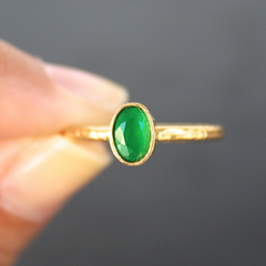 Nara Ring - 24k Gold Dipped Green Emerald Crystal Solitaire Stackable Ring