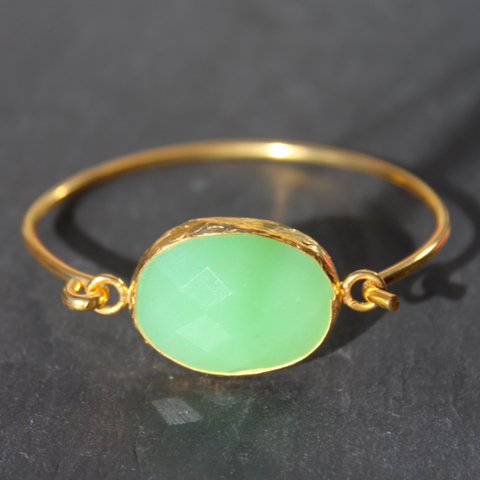 Old San Juan Bracelet - 24k Gold Dipped Green Chalcedony Cuff