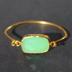 Old San Juan Bracelet - 24k Gold Dipped Green Chalcedony Cuff