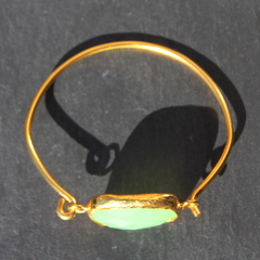 Old San Juan Bracelet - 24k Gold Dipped Green Chalcedony Cuff