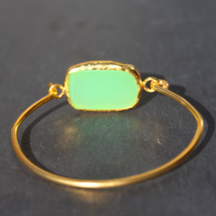 Old San Juan Bracelet - 24k Gold Dipped Green Chalcedony Cuff