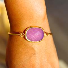 Old San Juan Bracelet - 24k Gold Dipped Purple Chalcedony Cuff