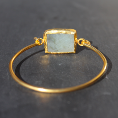 Old San Juan Bracelet - 24k Gold Dipped Iridescent White Labradorite Crystal Cuff