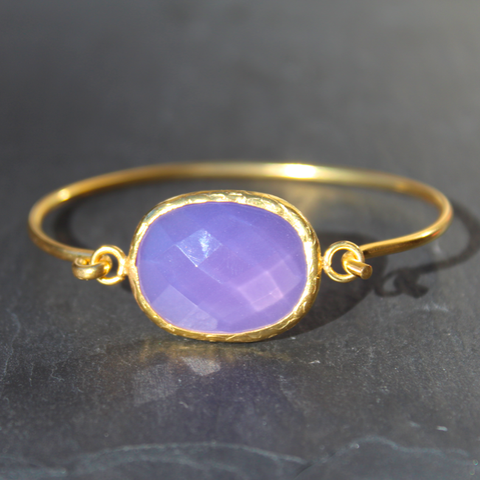Old San Juan Bracelet - 24k Gold Dipped Purple Chalcedony Cuff