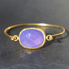 Old San Juan Bracelet - 24k Gold Dipped Purple Chalcedony Cuff