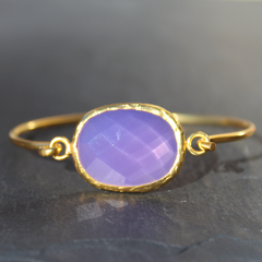 Old San Juan Bracelet - 24k Gold Dipped Purple Chalcedony Cuff