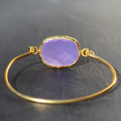 Old San Juan Bracelet - 24k Gold Dipped Purple Chalcedony Cuff
