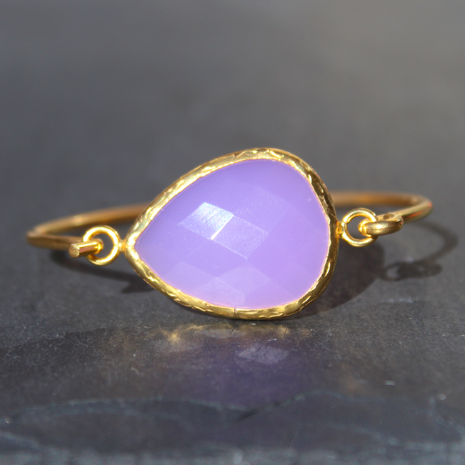 Old San Juan Bracelet - 24k Gold Dipped Purple Chalcedony Cuff