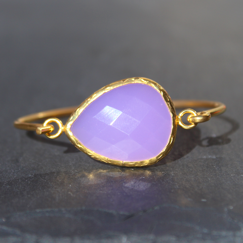 Old San Juan Bracelet - 24k Gold Dipped Purple Chalcedony Cuff