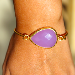 Old San Juan Bracelet - 24k Gold Dipped Purple Chalcedony Cuff