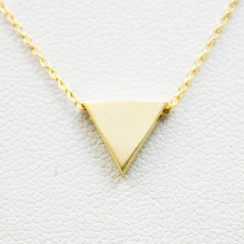 3D Triangle Necklace - 18k Gold Triangle Charm Necklace