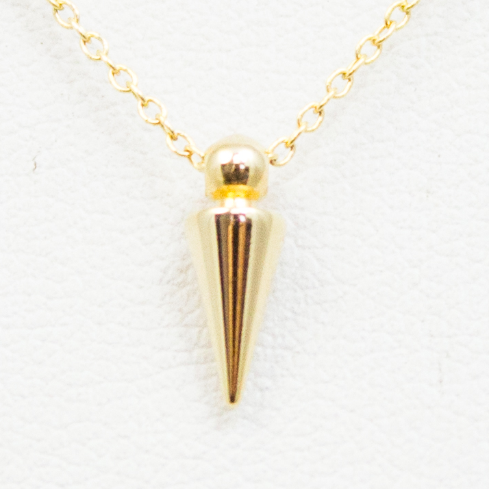 3D Mini Spike Necklace - 18k Gold Spike Charm Necklace