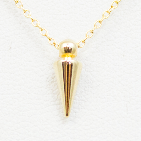 3D Mini Spike Necklace - 18k Gold Spike Charm Necklace
