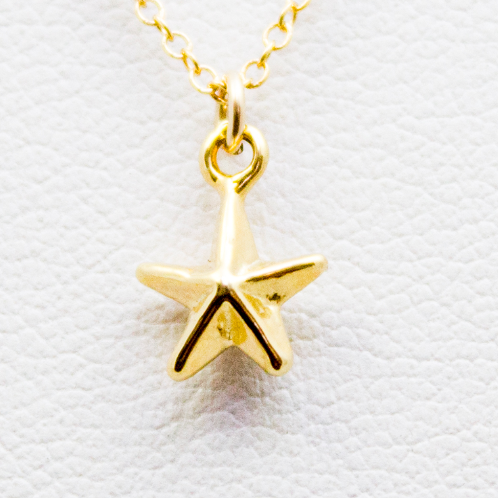 3D Tiny Star Necklace - 18k Gold Sailor Star Charm Necklace