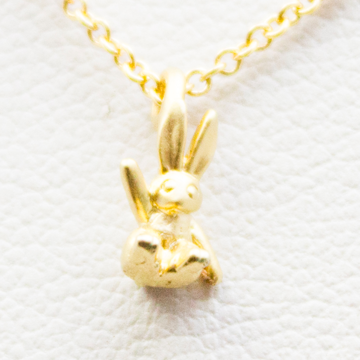 3D Mini Bunny Necklace - 18k Gold Tiny Bunny Rabbit Charm Necklace