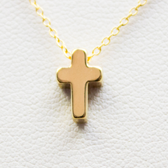 3D Mini Cross Necklace - 18k Gold Mini Cross Charm Necklace
