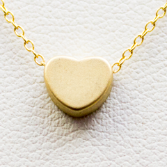 3D Rounded Heart Necklace - Rhodium Charm Necklace