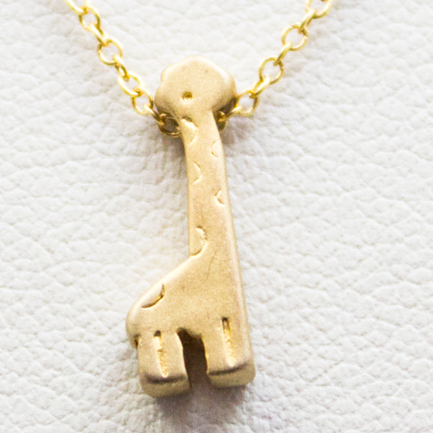 3D Mini Giraffe Necklace - 18k Gold Baby Giraffe Charm Necklace