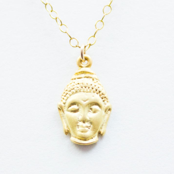 Nirvana Necklace - 18k Gold Pendant Buddha Head Charm Necklace