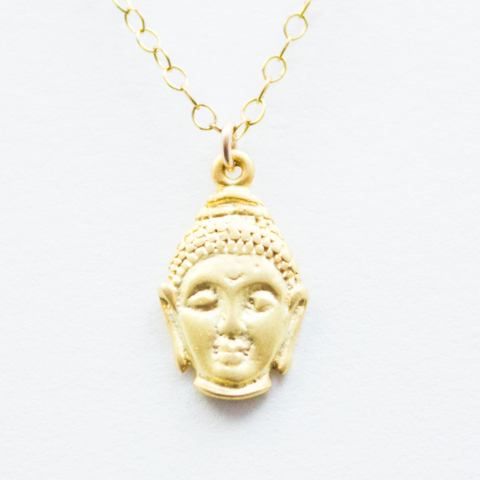 Nirvana Necklace - 18k Gold Pendant Buddha Head Charm Necklace