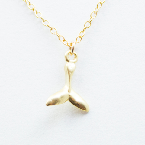 3D Whale's Tail Necklace - 18k Gold Mini Whale's Tail Charm Necklace