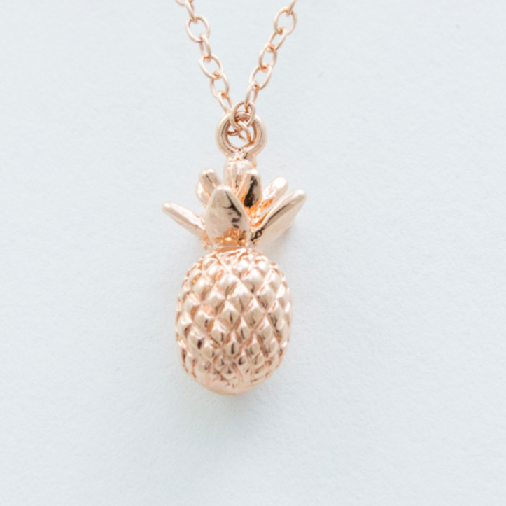 3D Pineapple Necklace - 18k Gold Pineapple Charm Necklace