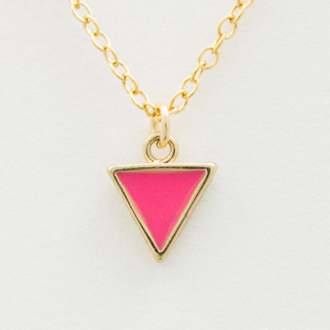 Mini True Color Triangle Necklace - 18k Gold and Enamel Triangle Charm Necklace