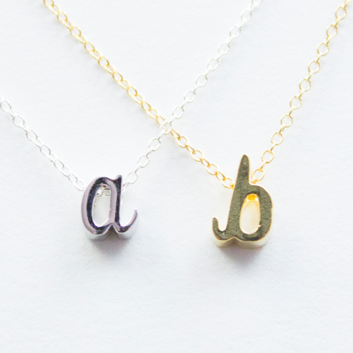 3D Cursive Initial Necklace - 18k Gold Initial Charm Necklace