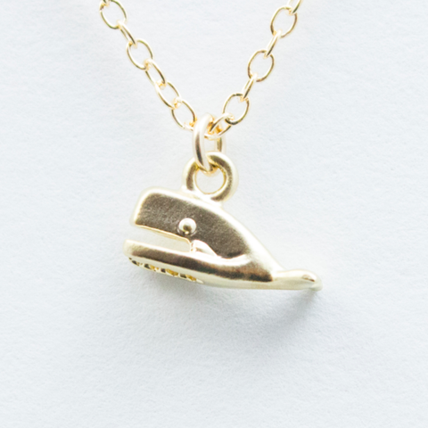 3D Mini Whale Necklace - 18k Gold Small Whale Charm Necklace