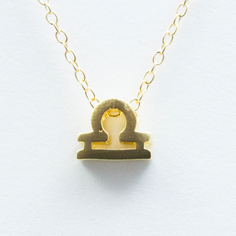 3D Zodiac Sign Libra Necklace - 24k Gold Horoscope Charm Necklace