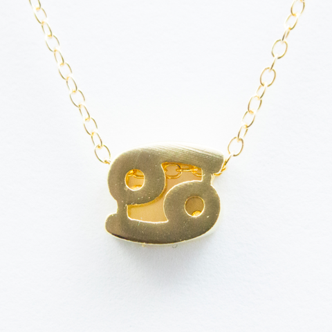 3D Zodiac Sign Cancer Necklace - 24k Gold Horoscope Charm Necklace
