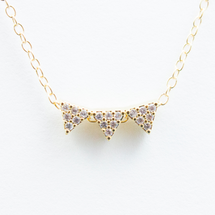 3D Crystal Bunting Necklace - 18k Gold and Crystal Bunting Charm Necklace