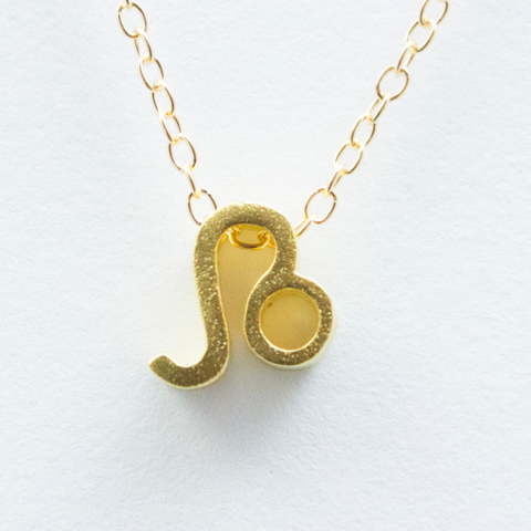 3D Zodiac Sign Leo Necklace - 24k Gold Horoscope Charm Necklace