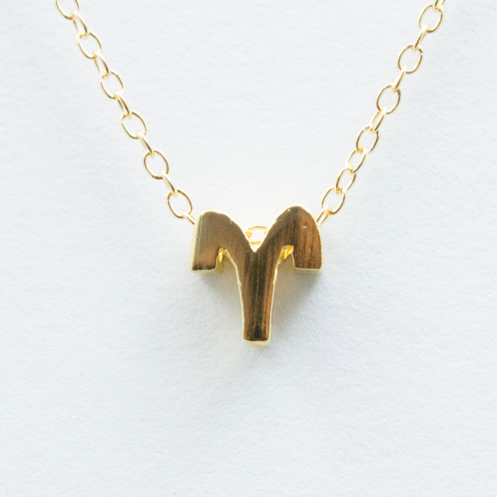 3D Zodiac Sign Aries Necklace - 24k Gold Horoscope Charm Necklace
