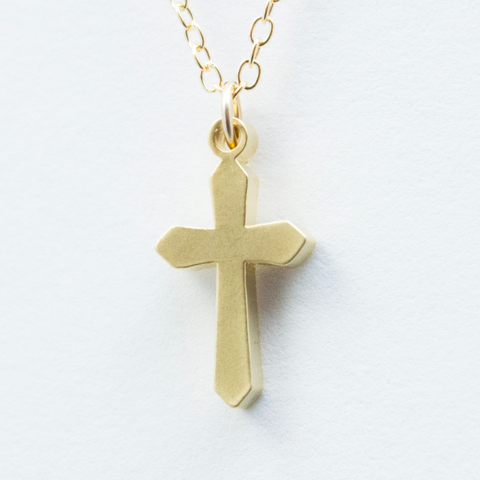 3D Duomo Cross Necklace - 18k Gold Cross Charm Necklace