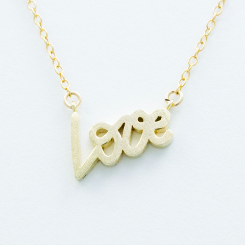 3D Love Necklace - 18k Gold Love Charm Necklace