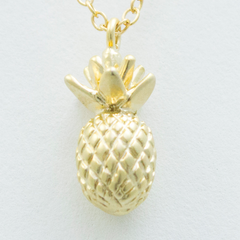 3D Pineapple Necklace - 18k Gold Pineapple Charm Necklace