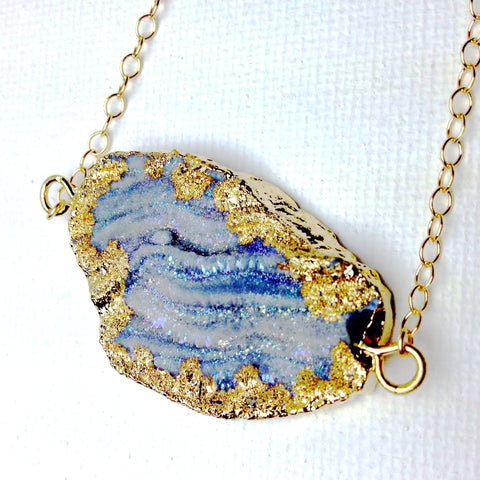 Venice Beach Necklace - 24k Gold Dipped Mushroom Cloud Druzy Necklace