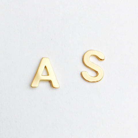 Initial Upper Case Stud Earrings - 18k Gold Initial Post Earrings