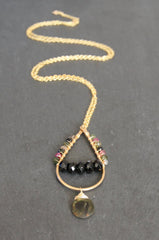 Mumbai Necklace - 18k Gold Handformed Hoop & Multi Colored Tourmaline Necklace