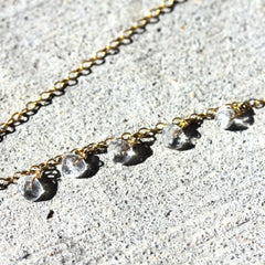 Vinezia Necklace - 18k Gold Hammered Hoop and Citrine Gemstone Necklace.