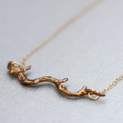 Driftwood Necklace - 18k Gold Tree Branch Pendant Charm Necklace