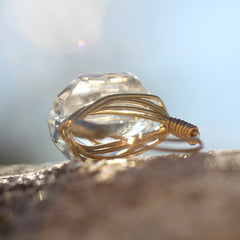 Gem Pop Ring - 18k Gold & Silver Shadow Swarovski Crystal Wire Wrapped Ring