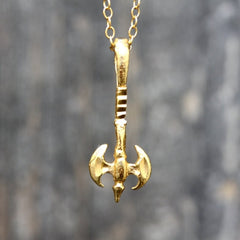 She-Ra Necklace - 18k Gold Medieval Axe Charm Necklace
