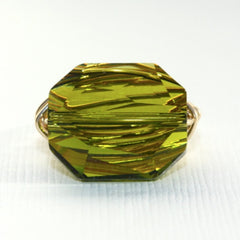 Gem Pop Ring - 18k Gold & Olive Green Swarovski Crystal Wire Wrapped Ring