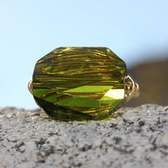 Gem Pop Ring - 18k Gold & Olive Green Swarovski Crystal Wire Wrapped Ring