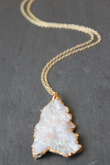 Isla Mujeres Necklace - 24k Gold Dipped Iridescent Aqua Aura Coral Necklace
